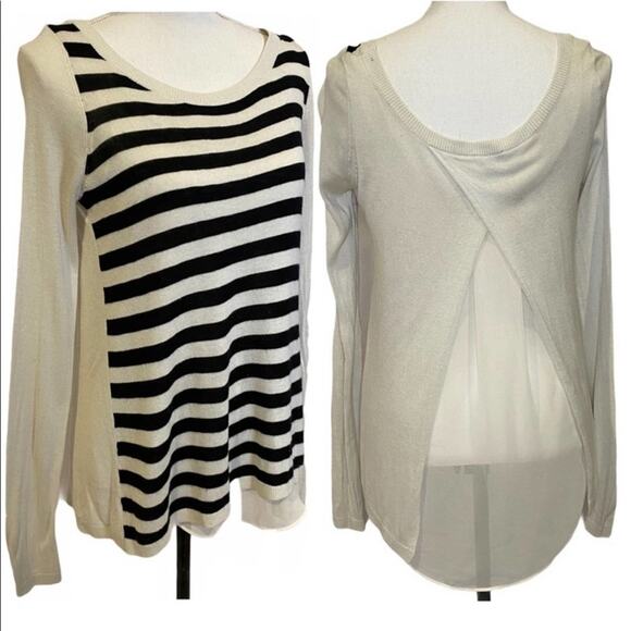 Express Striped Layered Silk open back top Small - Picture 1 of 7